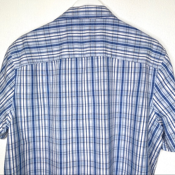 PERRY ELLIS Blue Plaid Textured Shirt Size XL - Picture 5 of 6